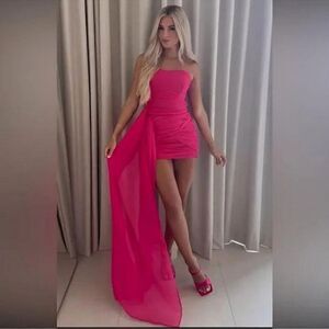 ZARA PINK DRAPED DRESS